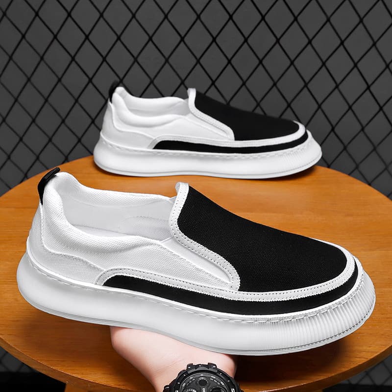Men's Shoes Spring Breathable New Canvas Shoes Men's Trendy Versatile Thick soled Slip on Shoes Casual Trendy Shoes