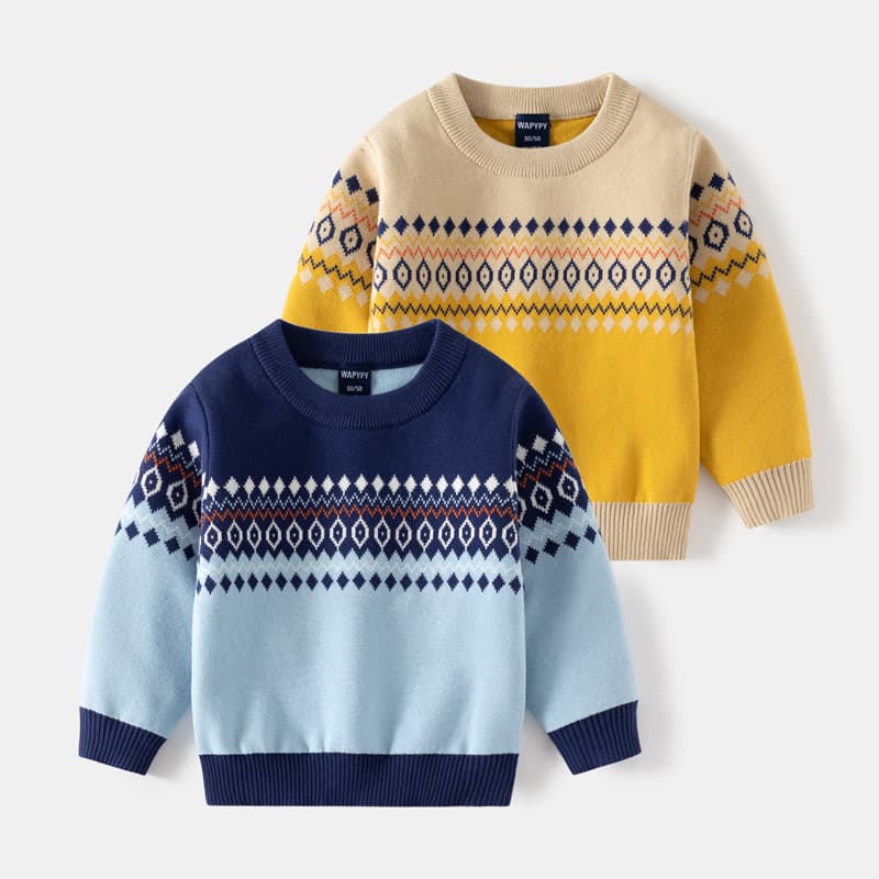 kids'clothing Children's sweater Boy's patterned sweater baby base shirt