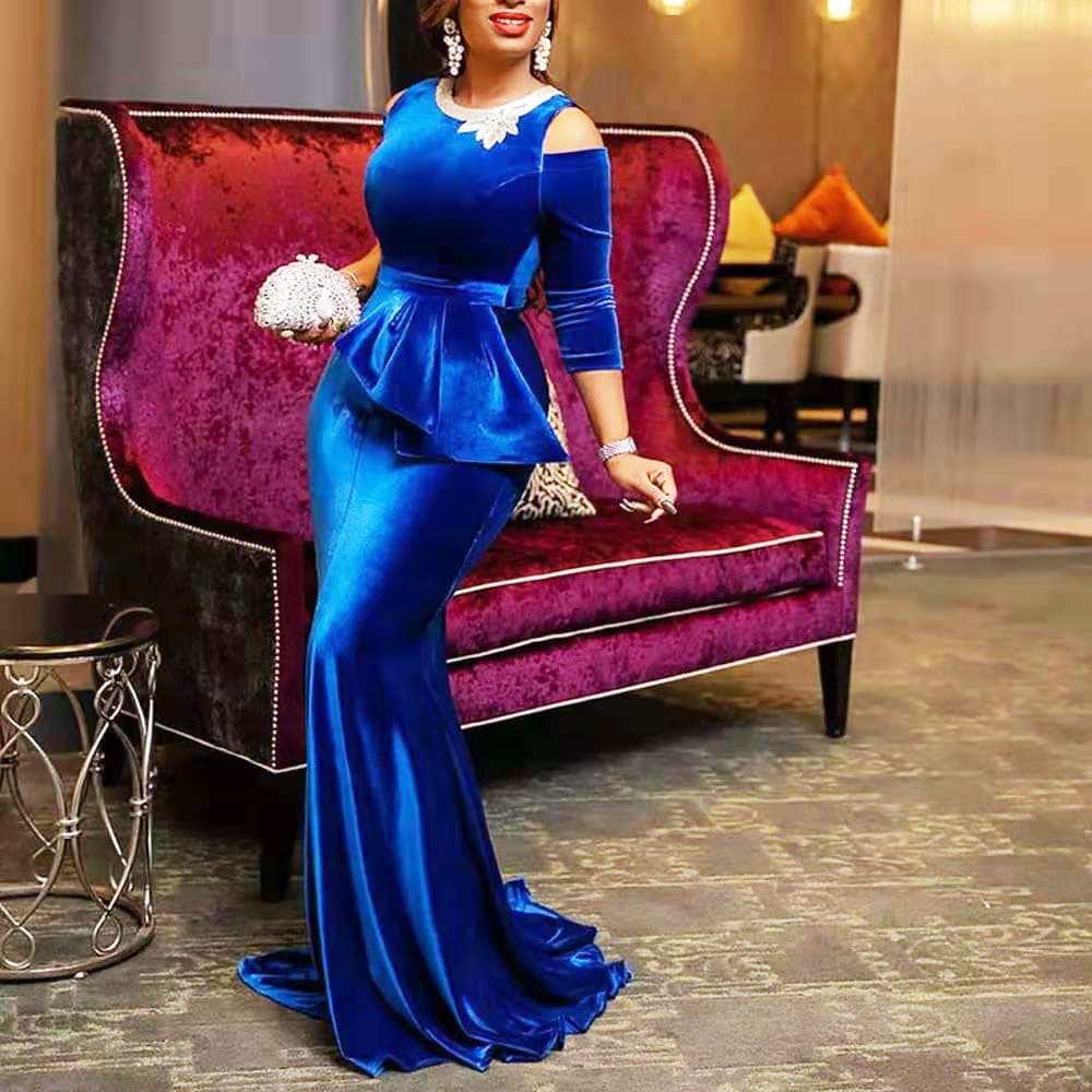 Women's slim-fit off-shoulder irregular evening dress in canary