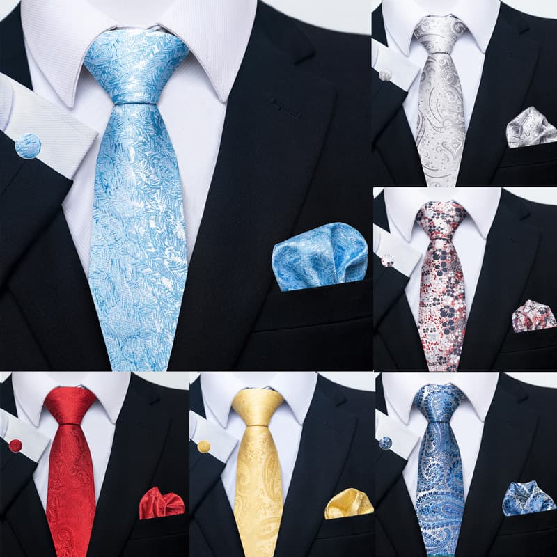Solid color flower striped 8cm monochrome men's tie cufflink pocket towel