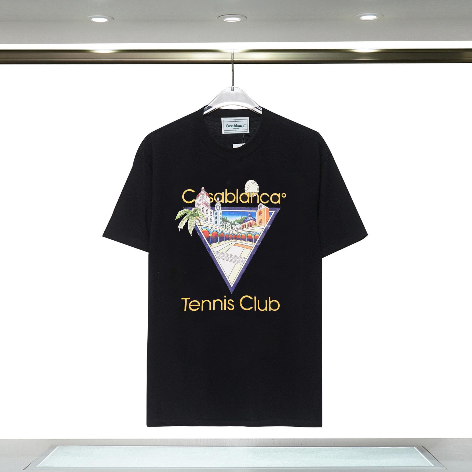 Vêtements pour hommes 24 nouveaux styles Illusion Gate Letter Printing T-shirt à manches courtes à col rond personnalisé