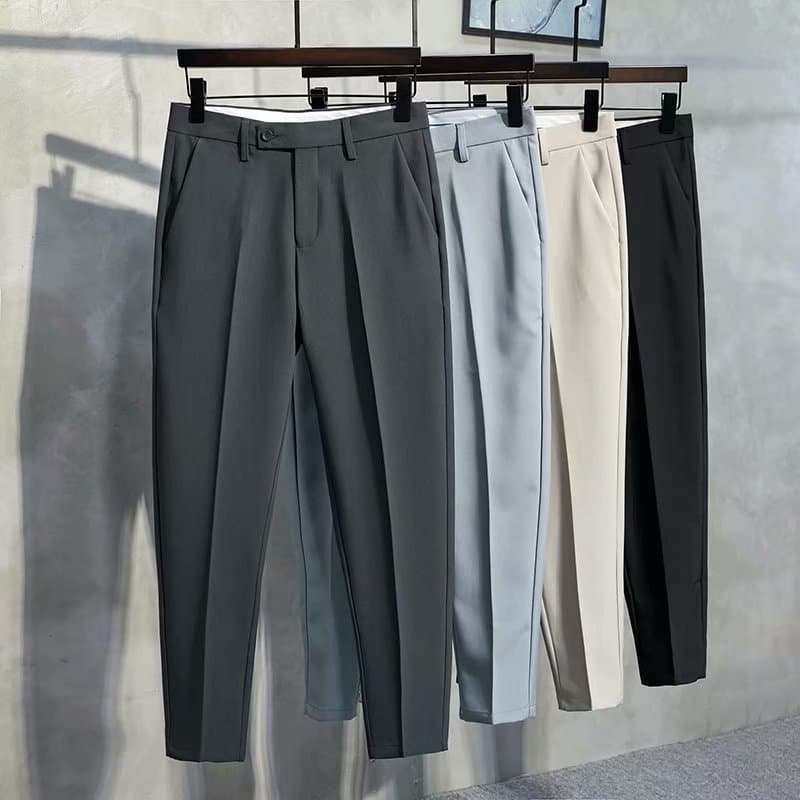 Men's Clothing Autumn Men's Nine Point Suit Pants Straight Loose Anti Wrinkle Casual Pants Business Drape Slim Fit Pencil Pants Men