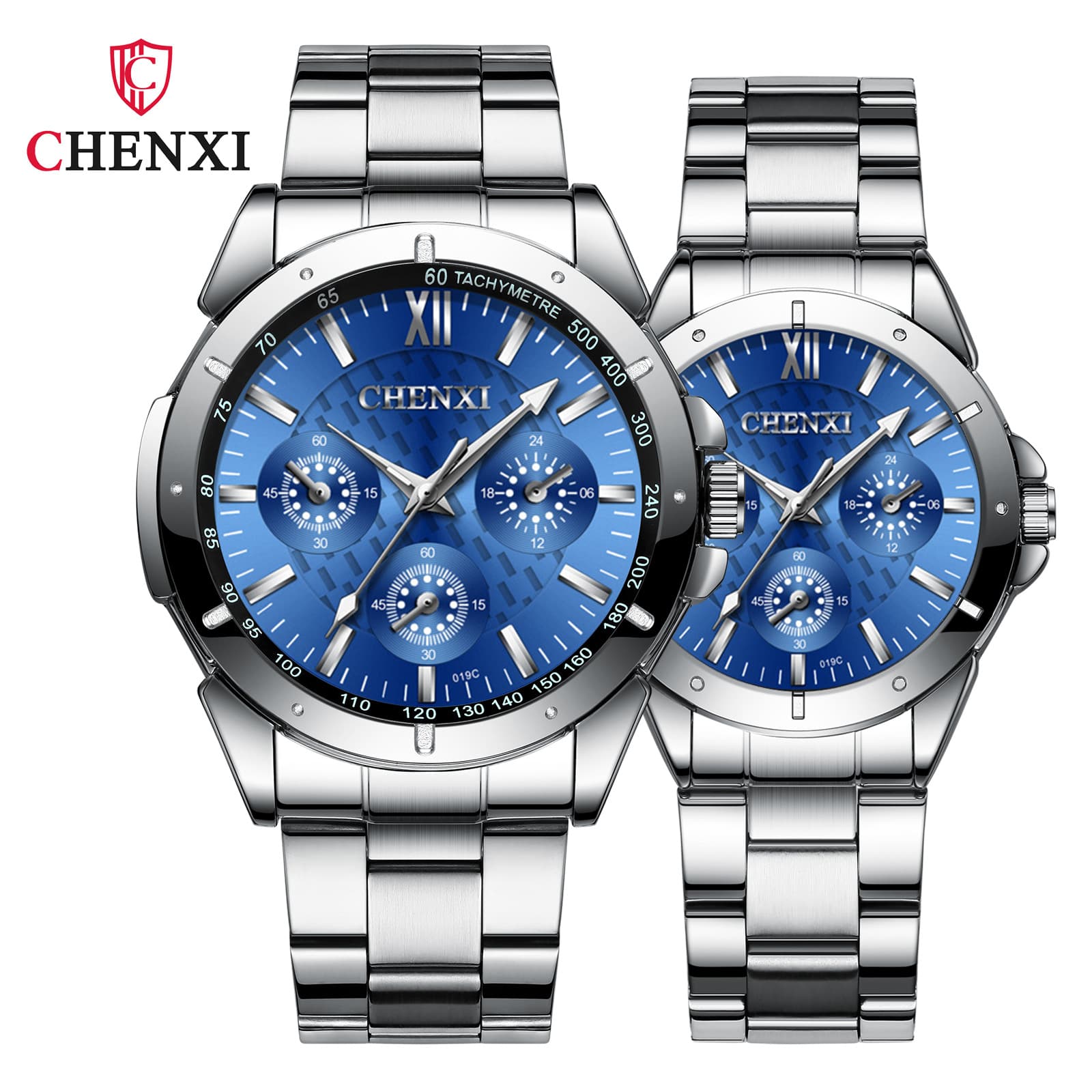 Lover's Watches Men's And Women's Decorative Three-eye Waterproof Quartz Watch Women's Watch Steel Strap Watch
