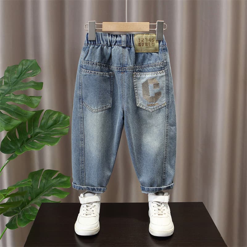 Boys' Stylish Casual Pants 1537 Spring Autumn Jeans Handsome New Style Baby Dad Trousers For Kids 3-7 Years Old