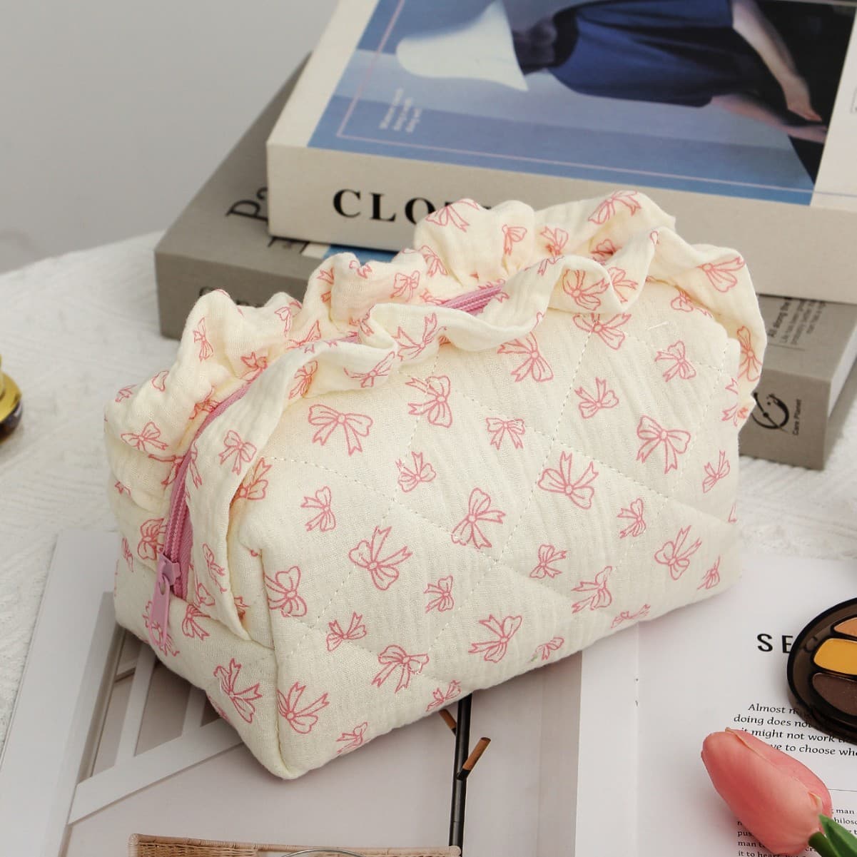Lace Small Fresh Bowknot Cosmetic Bag Large Capacity Travel Skin Care Storage Bag Multifunctional Toiletry Bag