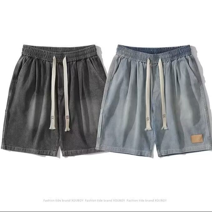 Men's Clothing Denim shorts men summer ins trendy brand washed old straight breeches Japanese retro workwear shorts thin