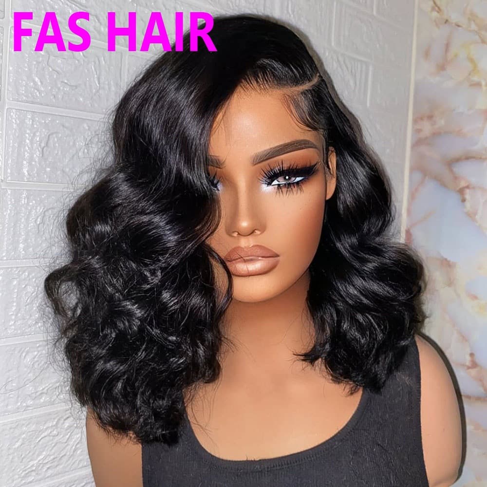 Loose Body Wave Bob Wig - 100% Human Hair (Glueless Lace Front, Heat Resistant, 180% Density, European & American Fit)