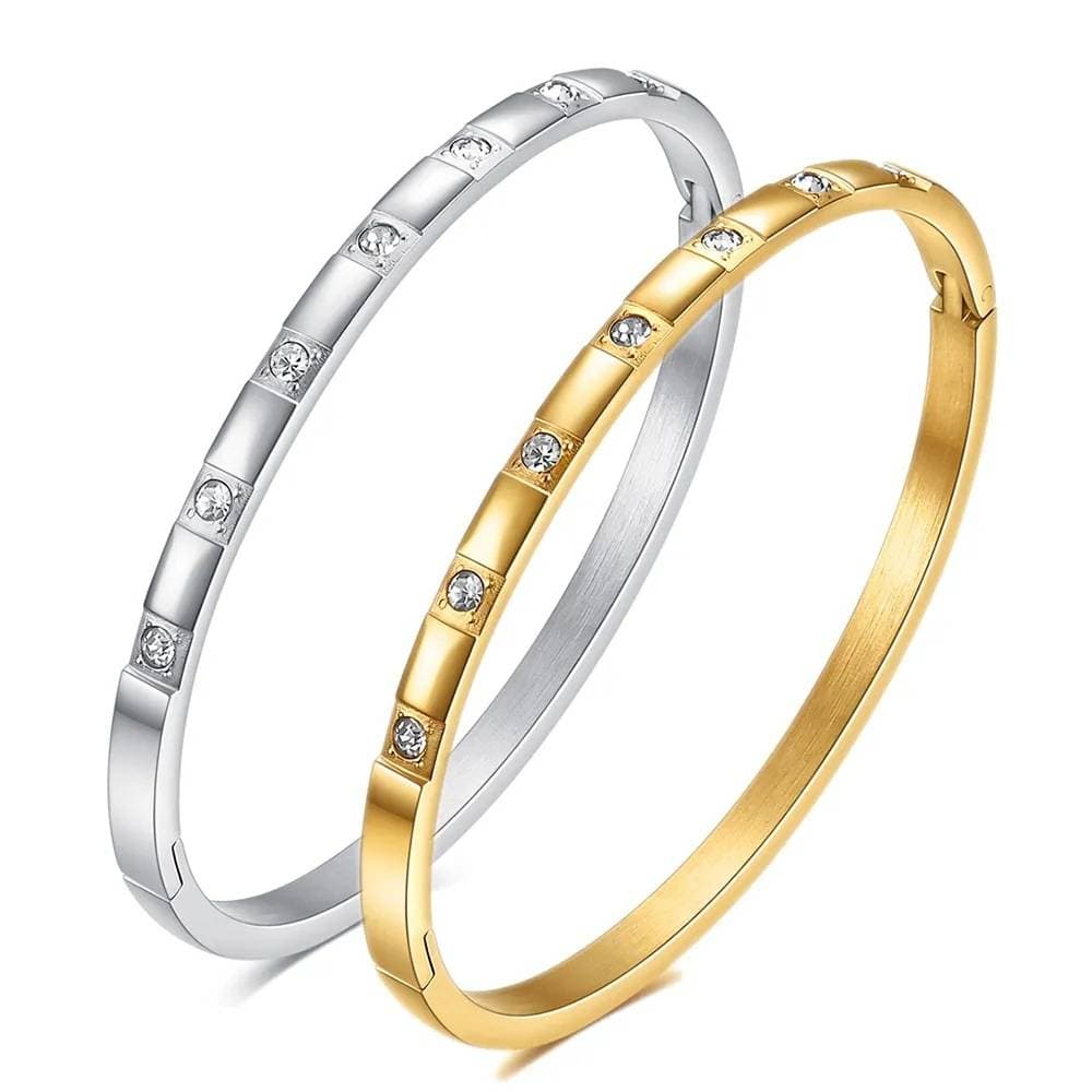 Women's Jewelry Fashionable Diamond Studded K Titanium Steel Bracelet Niche Design Light Luxury Bracelet High End Sense Versatile Exquisite