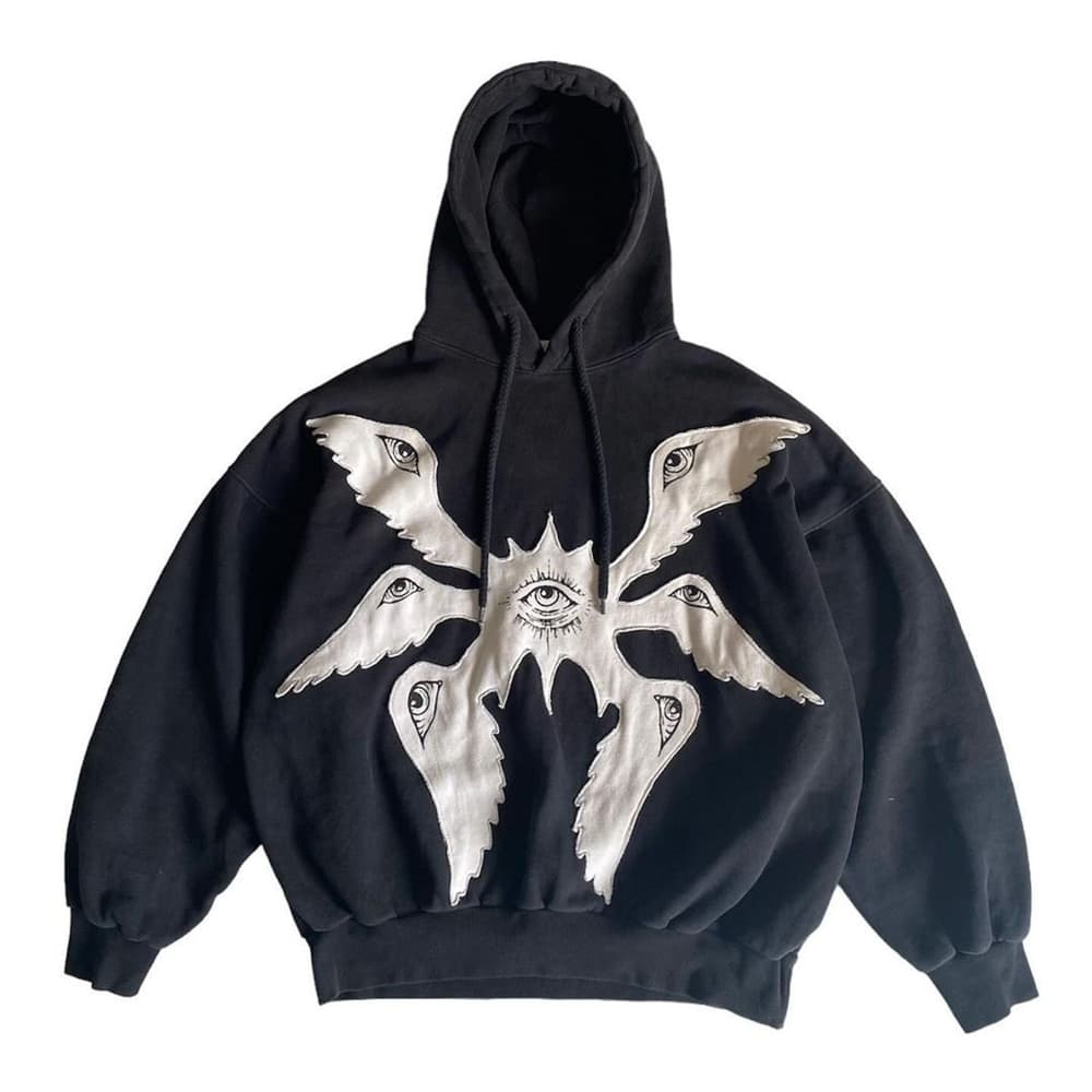 2026 Fashion High Street Y2K Gothic Style Hoodies Outerwear Women Men Angel Patch Embroidery Long Sleeve Casual Loose Vintage Hooded Sweatshirts