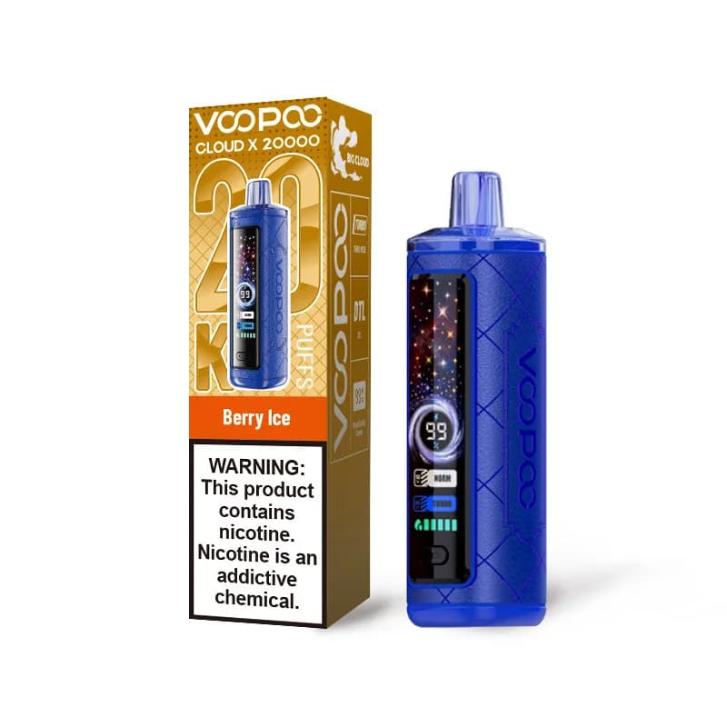 Lot de 2 cigarettes électroniques jetables VOOPOO Cloud X 20K, 20 000 bouffées, 25 ml, 6 mg de nicotine, batterie de 900 mAh, chargeur USB-C, d