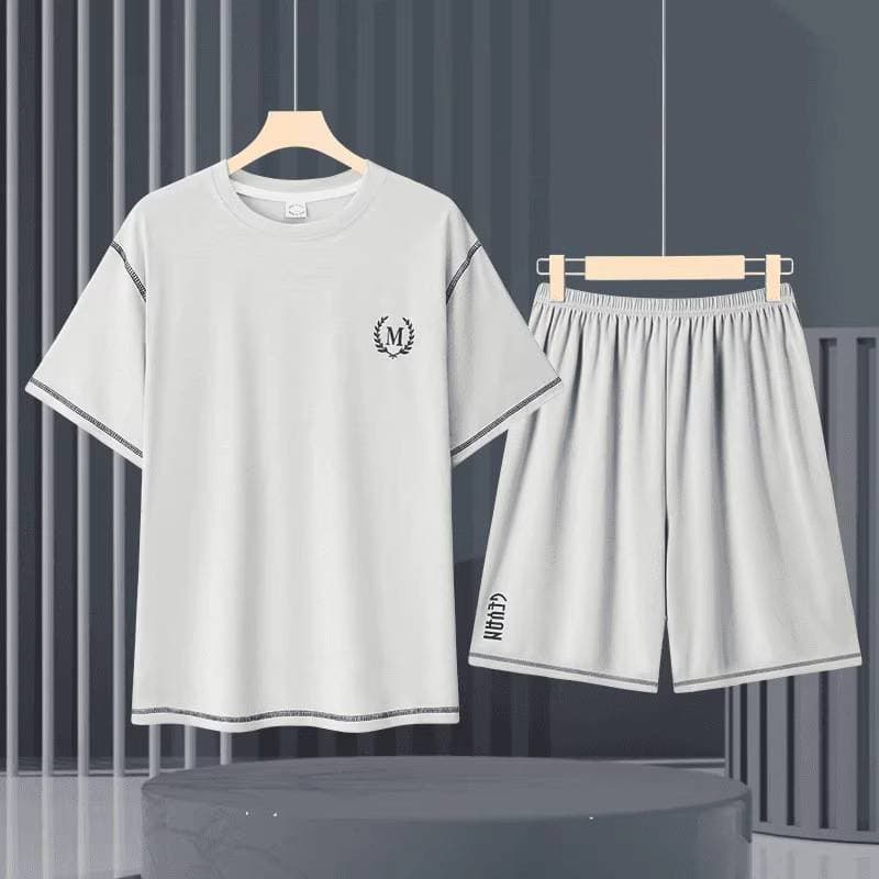 Ensemble 2 pièces pour homme, short et t-shirt décontractés et élégants - Motifs tendance à blocs de couleurs et broderies - Polyester respirant - S/M/L/XL/2XL/3XL/4XL