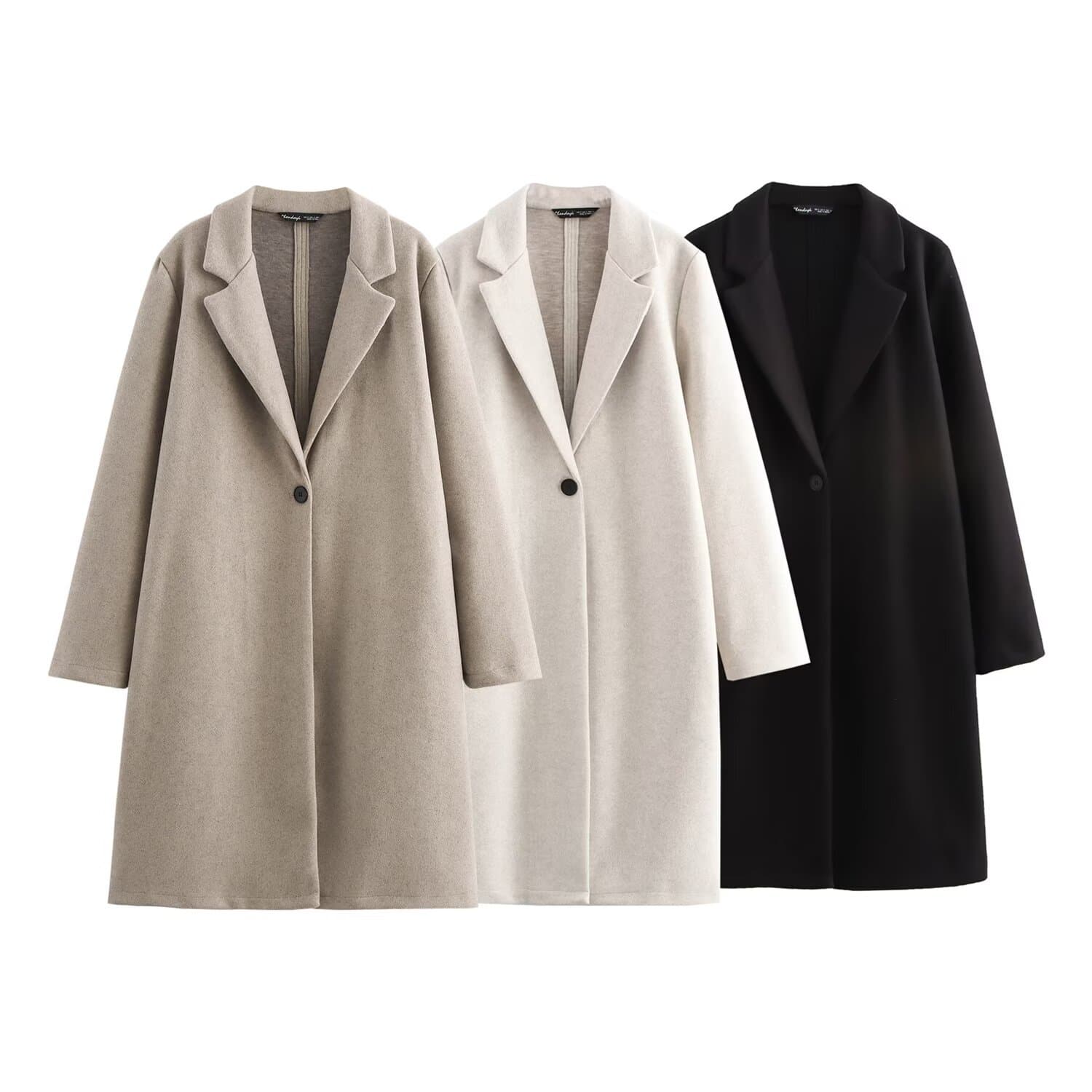 Women's Fall Coat – French-Inspired Button-Detailed Soft Trench Coat With Faux Fur Collar (XS/S/M/L, Khaki/Black/Cream)