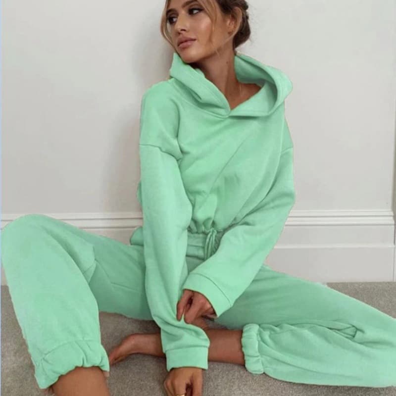 Women's new fashion long-sleeved sports and leisure suit two-piece set