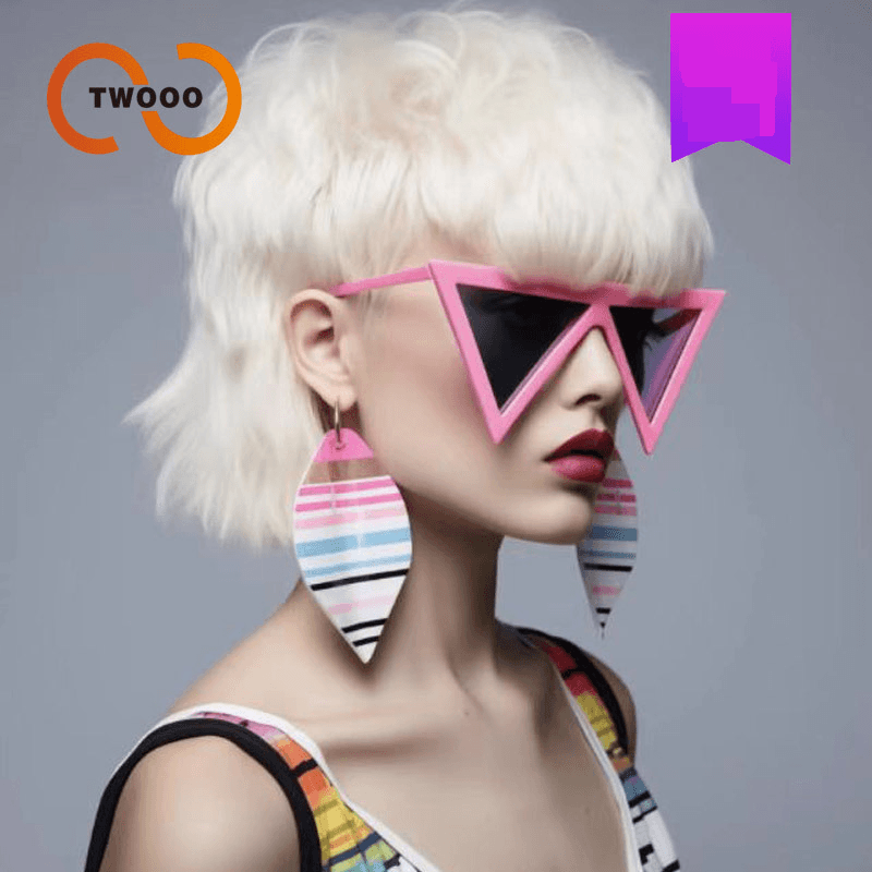 Two Circles New Oversized Inverted Triangle Frame Sunglasses Trend Party Funny Sunglasses T1339