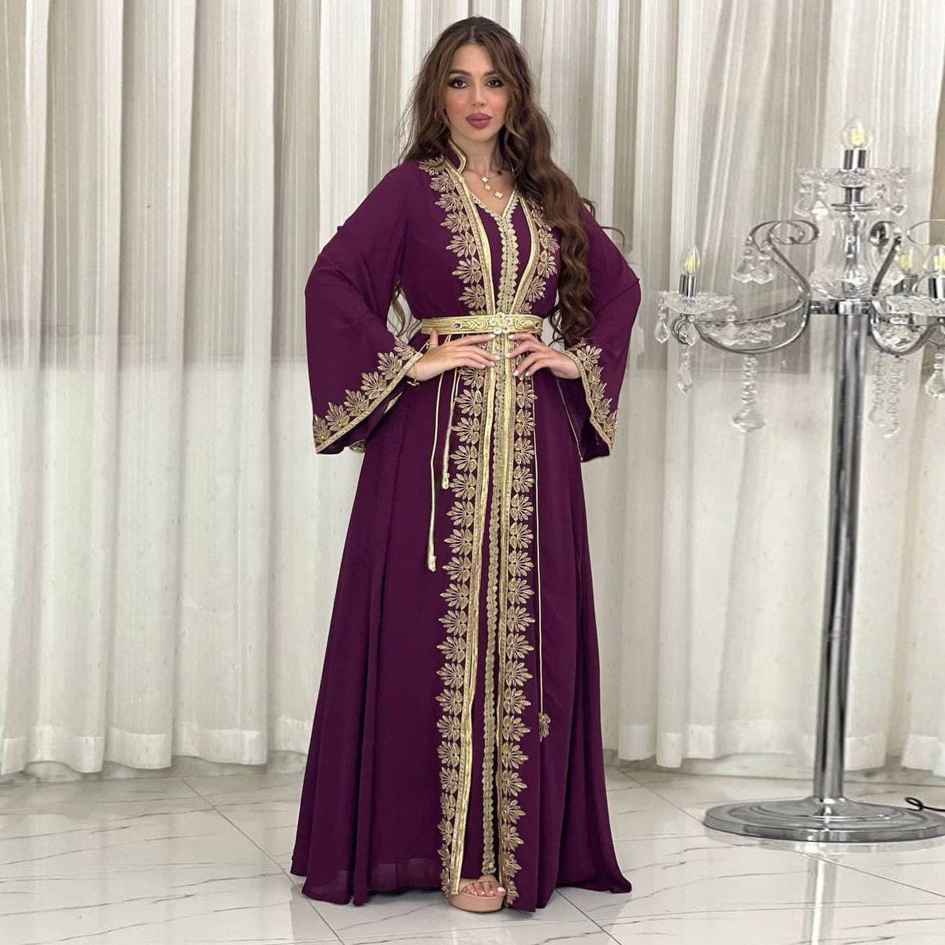 Women's Clothing Soft Waist Dress Two Piece Set Abaya