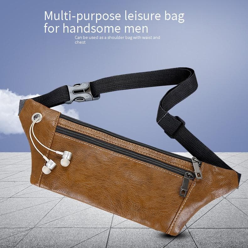 Gym Bags Men's Waist Bag New Outdoor Leisure Sports Crossbody Chest Bag PU Waterproof Mobile Phone Coin Purse Bag