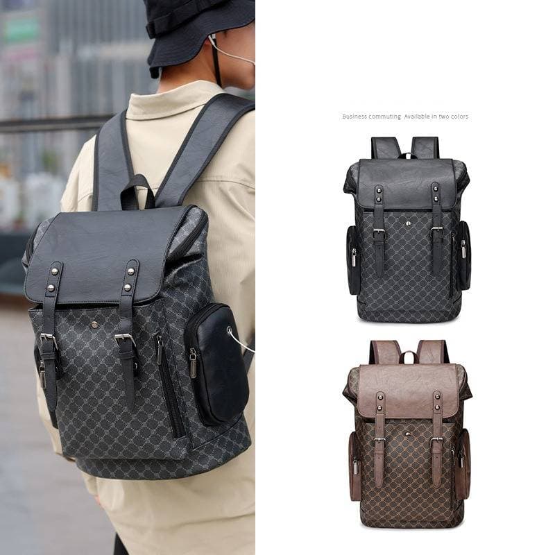 Men's Bags Backpack Soft Leather Fashion Men's Backpack Leisure Business Travel Bag Trendy Large Capacity Schoolbag Computer Backpack