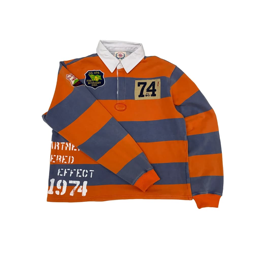 2027 Fashion Street Harajuku Hip-Hop American Retro Y2K Top Tee Women/Men Polyester Lapel Stripe Collision Color Long Sleeve Casual Loose T-Shirt