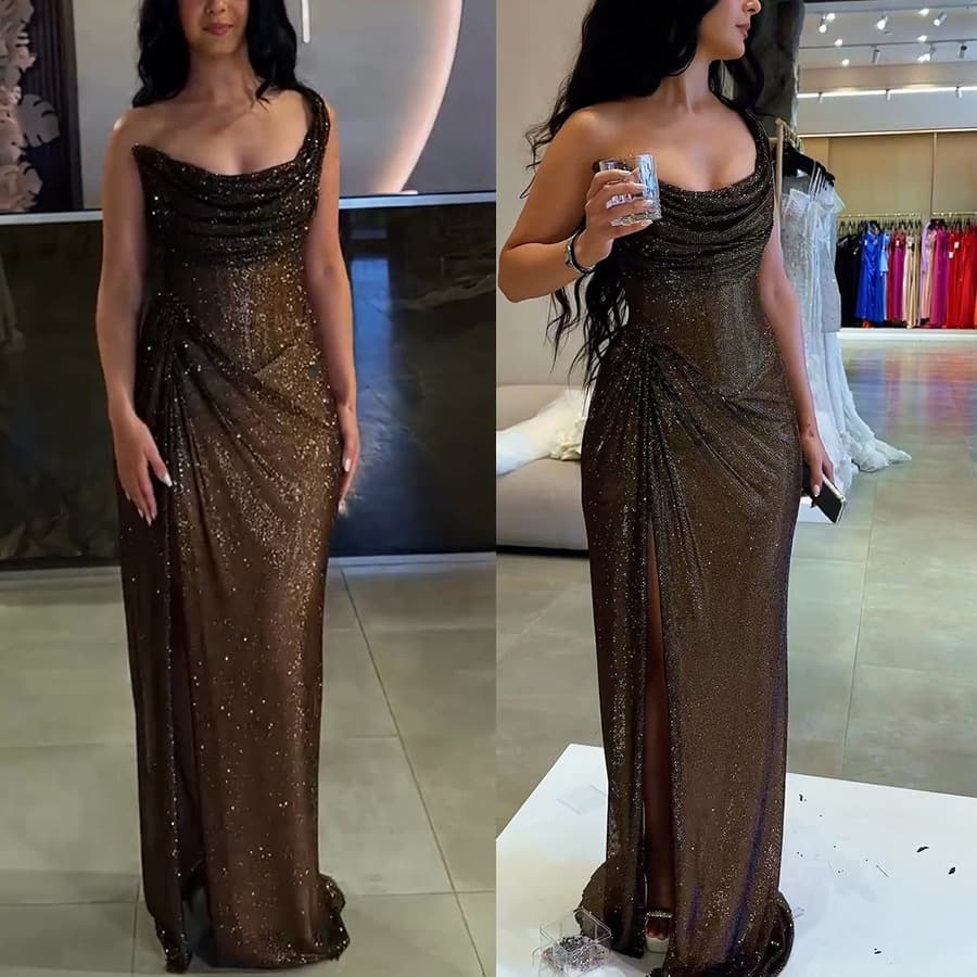 Women's Clothing New Slit Gold And Silver Silk Dress Ins Casual Party Slim Dress