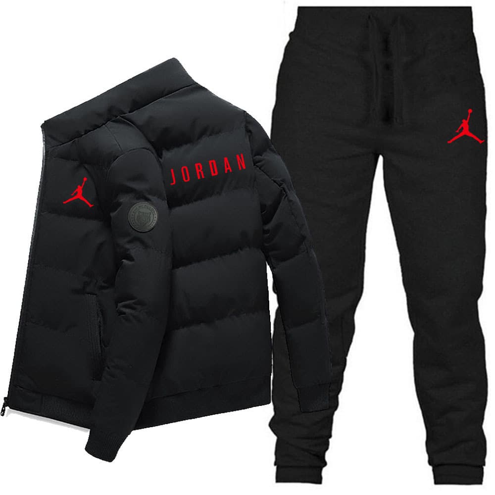 Nouveaux hommes coton veste + pantalon couleur unie imprimé ensemble de sport décontracté
