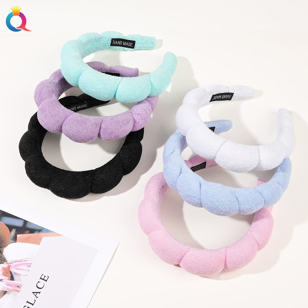 Spa Headband - Terry Cloth Hair Band With Soft Foam For High Crown, Makeup & Skincare