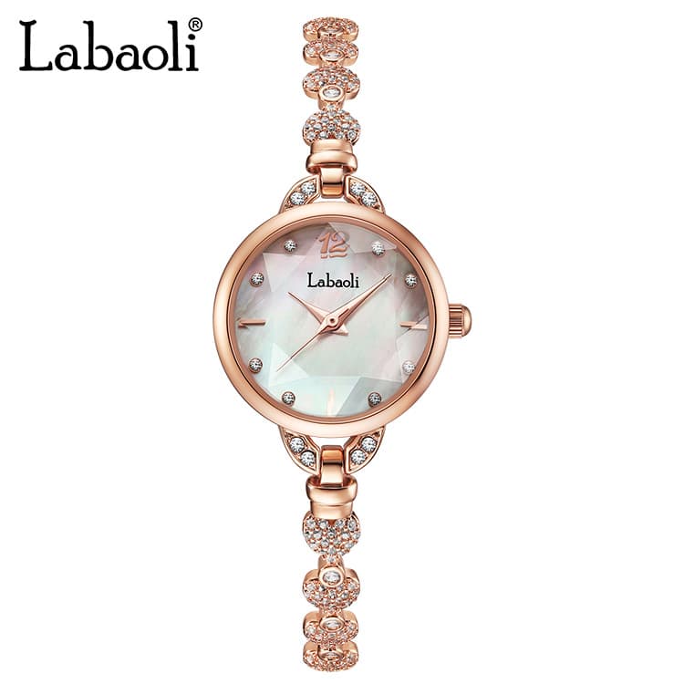 Classic Women's Polaroid Diamonds Bracelet Waterproof Rose Gold Case White Shell Face Valentine's Gift Elegant Quartz Watch