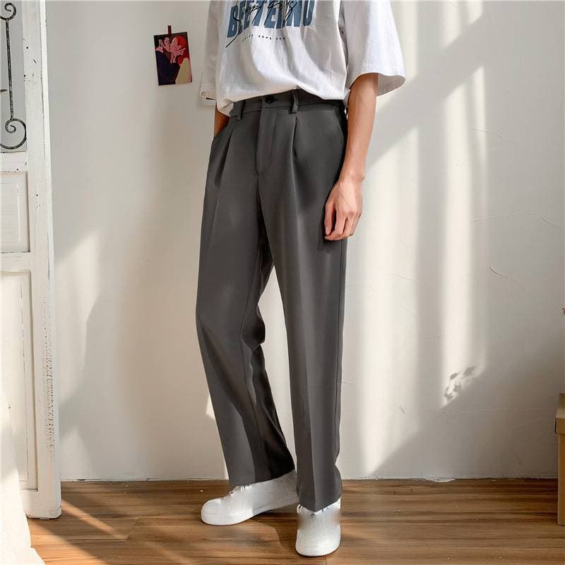 Men's Clothing Simple Drop Feeling Small Suit Trousers Loose Student Straight Wide Leg Casual Suit Trousers