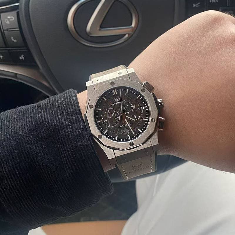 ROERDUM Multiverse Series-Endless-R1002 Fully Automatic Mechanical Watch Genuine Leather Strap Business All-match Casual Men's Watch