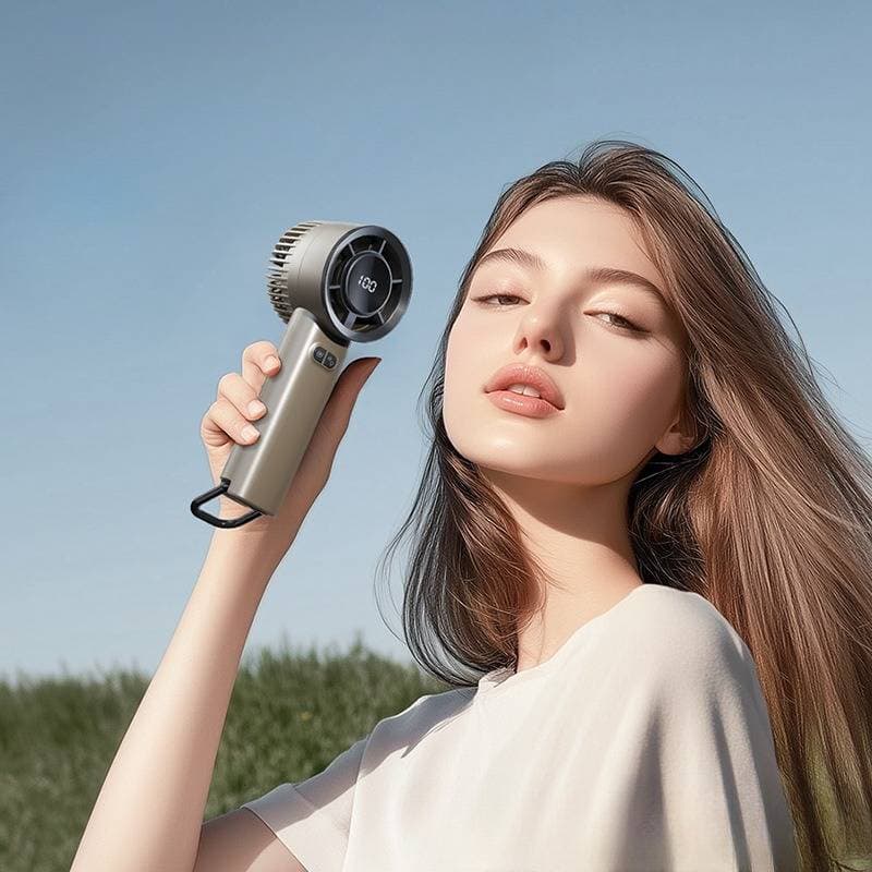 Fan Smart Digital Turbo Handheld Fan High Speed Cooling Portable & Powerful For Office Travel Outdoor Use​