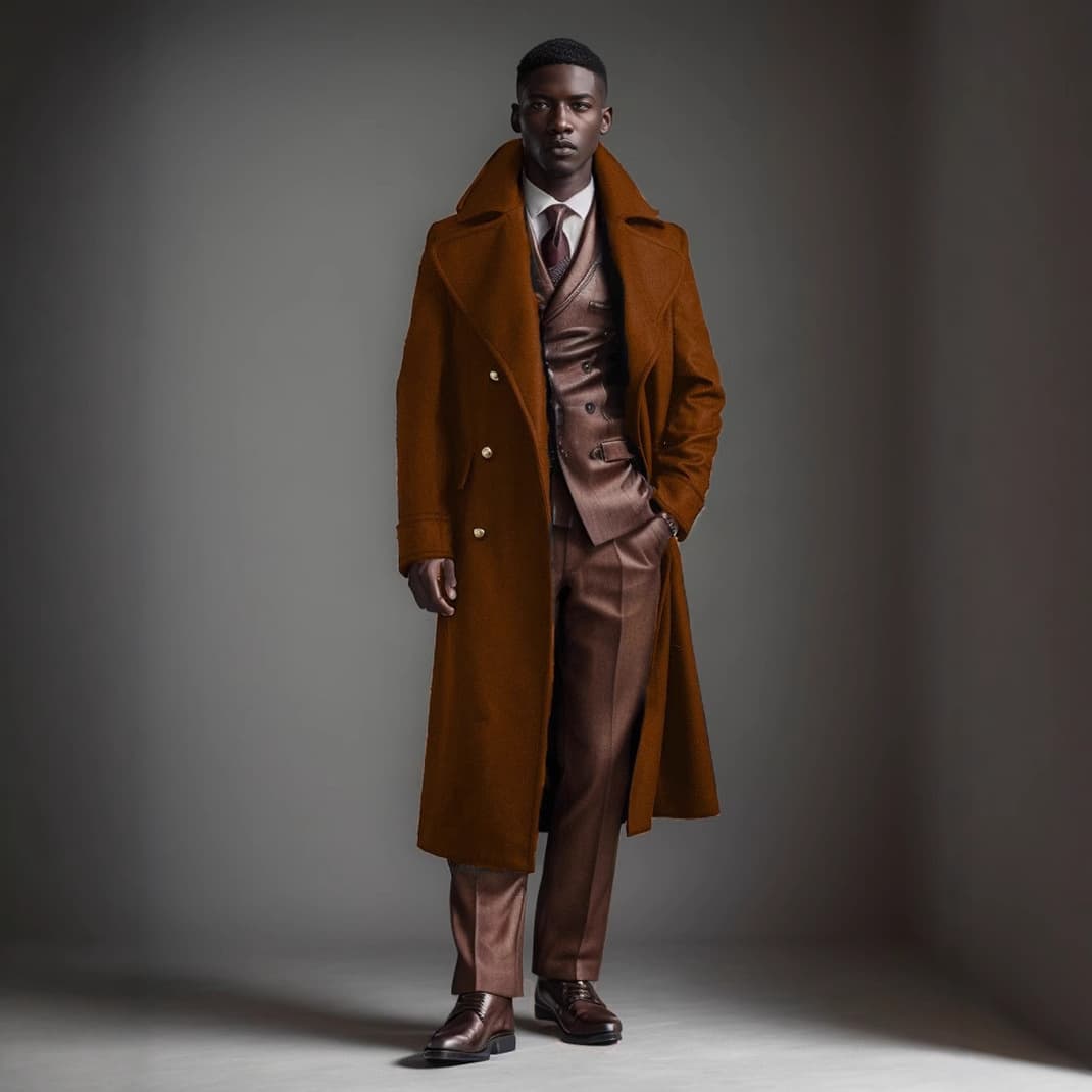 Men's Clothing Woolen Coat European And American Super Long Coat Over Knee Fashionable
