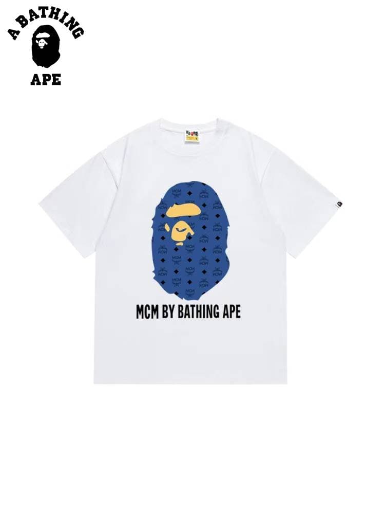 A BATHING APE BAPE-Men's And Women's Fashion Classic Ape Man Printed Cotton Round Neck Loose Versatile T-shirt