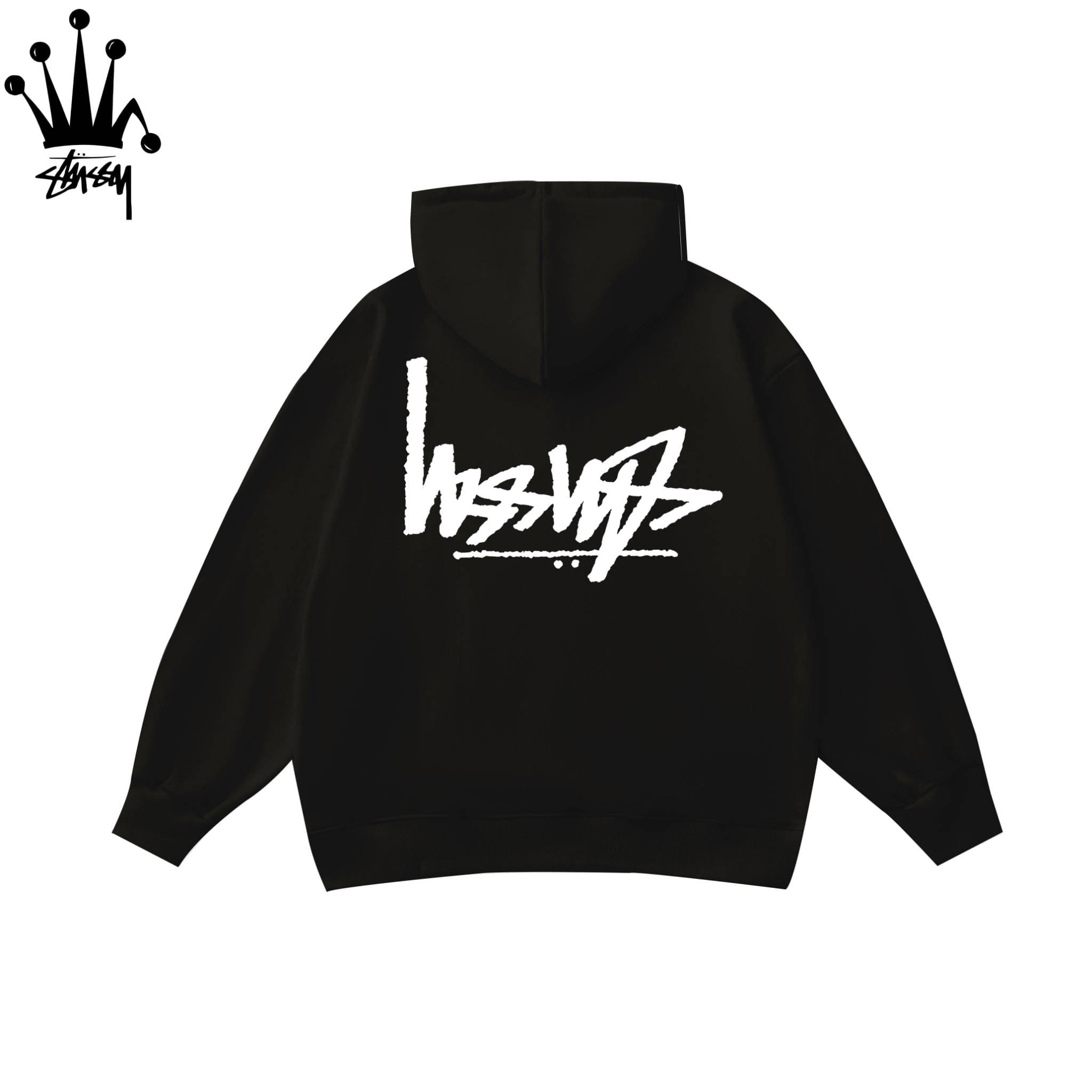 Sweat-shirt à capuche en pur coton, décontracté et tendance, imprimé logo Stussy Reverse Letter, pour hommes et femmes