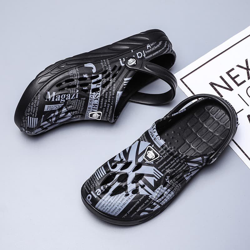 Men's Hole Oversized Slippers, Wrapped Beach Shoes, Men's Trendy Outdoor Sandals, Wearing Slippers Outside, Fashionable
