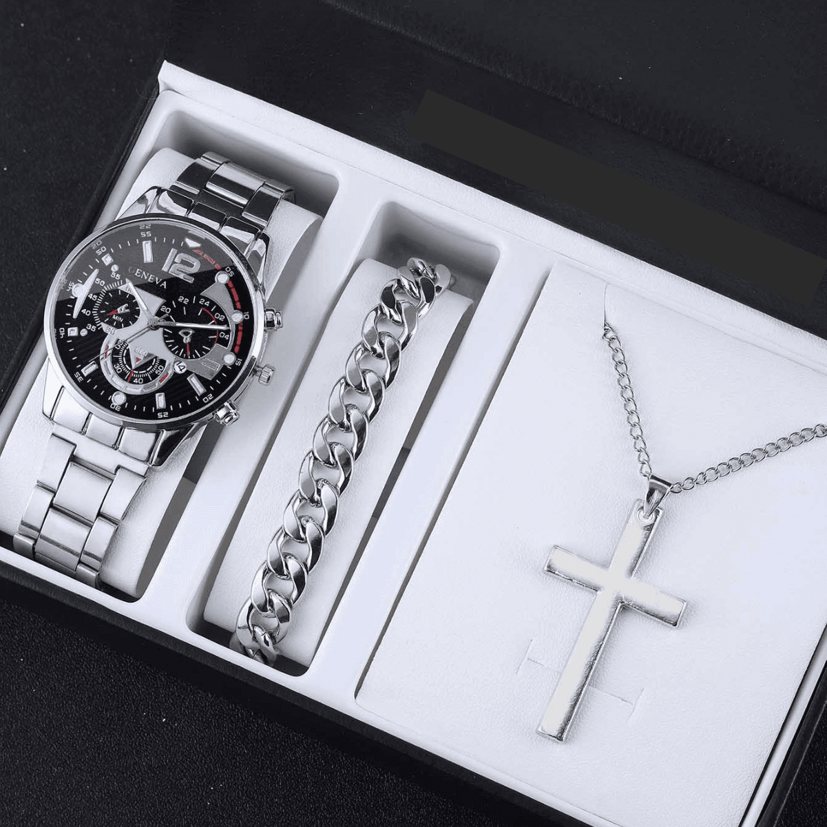 Business Men's Watch Classic Chinese Style Men's Bracelet Necklace suit Combination