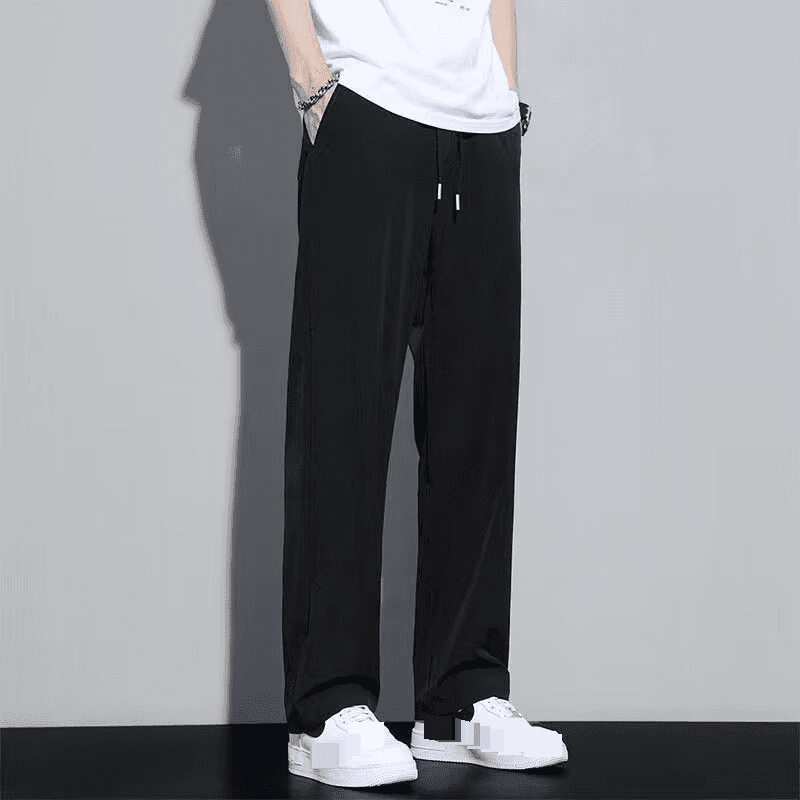 Ice Silk Pants Men's Summer Thin Loose Straight All-match Casual Pants 2024 New Quick-drying Breathable Cool-feeling Pants