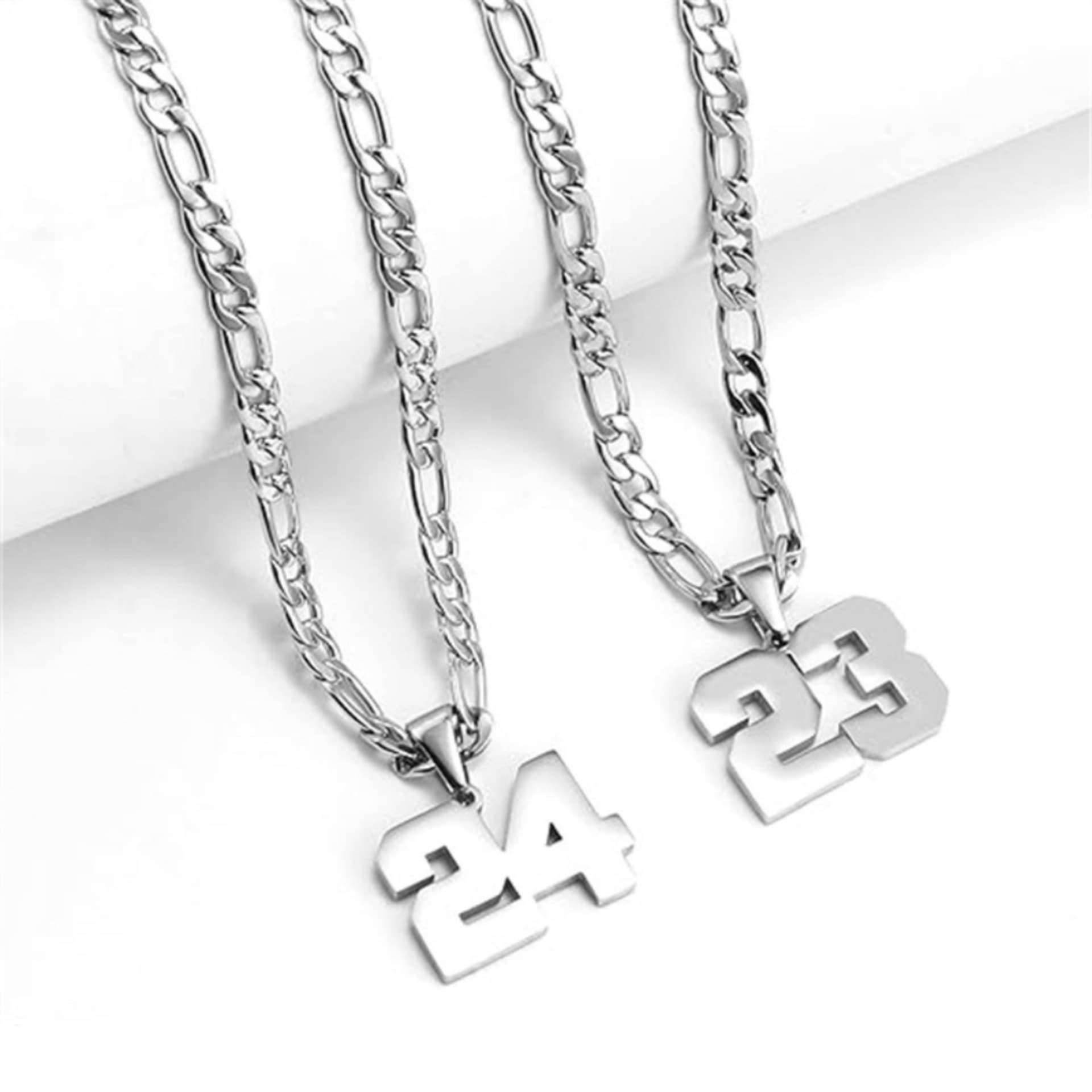 Men's Athlete Stainless Steel Sports Number Necklace Baseball/Basketball/Football Team Inspired Jewelry