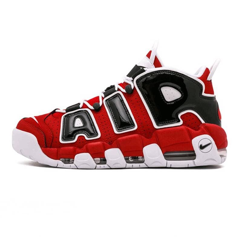 Chaussures de basket-ball Hommes Nikes Airs More Uptempo 96 Total Scottie Pippen Blanc Varsity Rouge Vert Multi Noir Bulls Université Bleu Femmes Ba