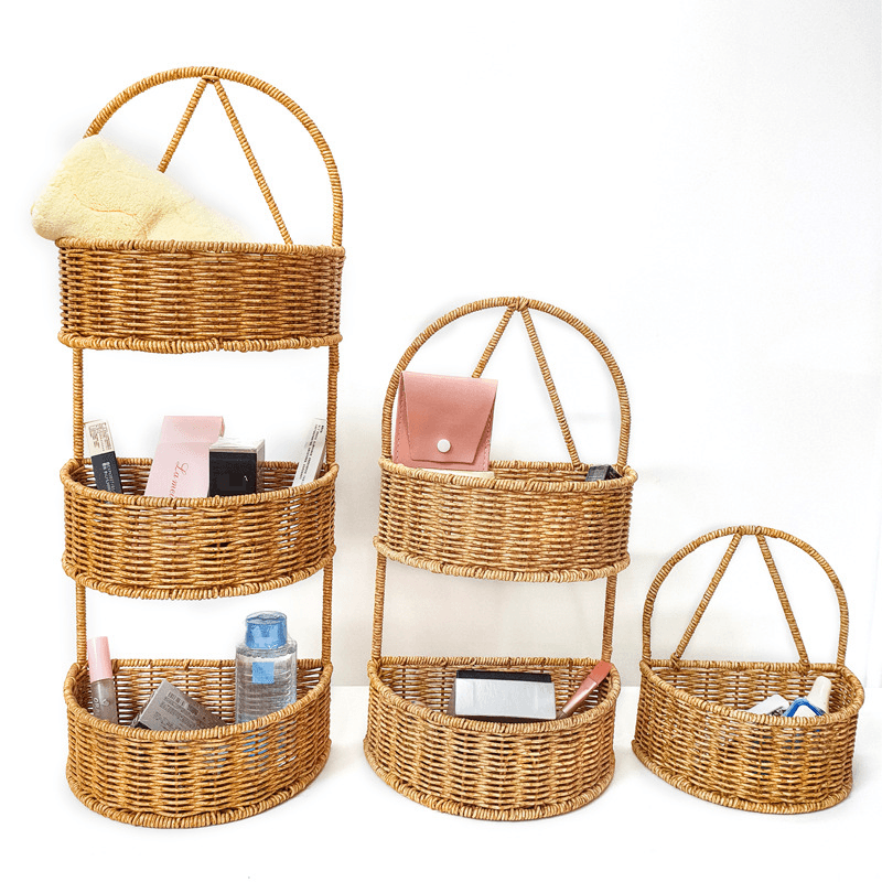 Creative Hand Woven Wall Mounted Basket Single Layer Multi Layer Wall Mounted Multi Purpose Basket Wall Mounted Storage Basket