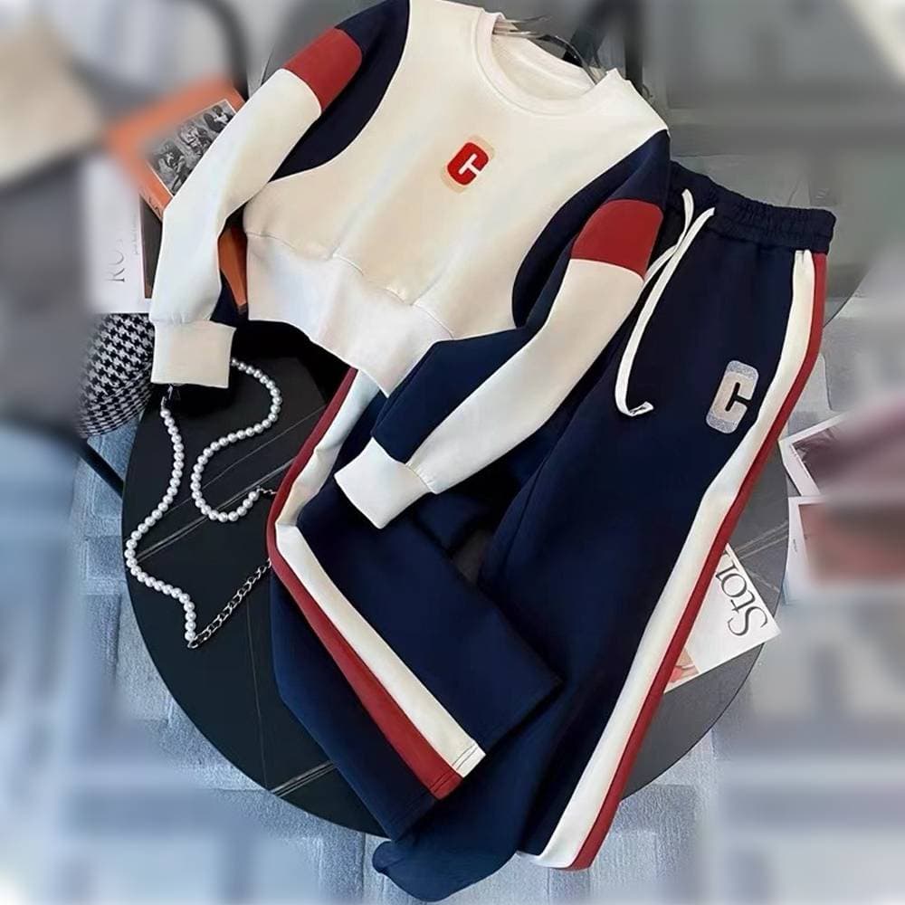 Women's Clothing Design Sense Fashion Thin Contrast Color Leisure Sports Suit