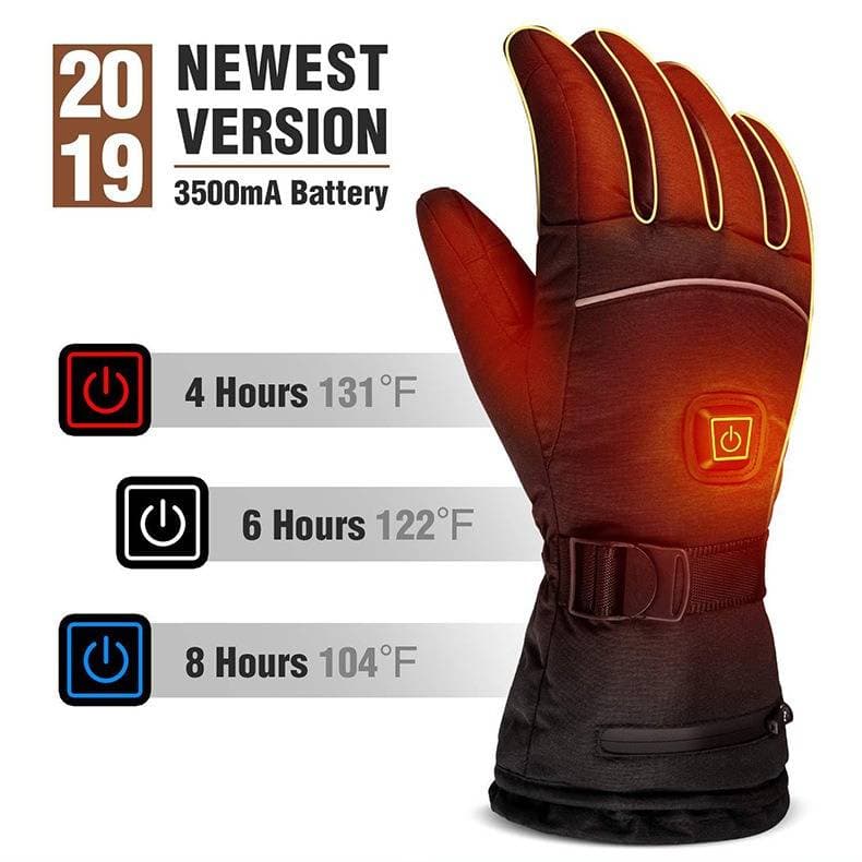 Heated Gloves For Men/Women – 3-Temperature Electric Ski Gloves (5000mAh & Windproof)​​