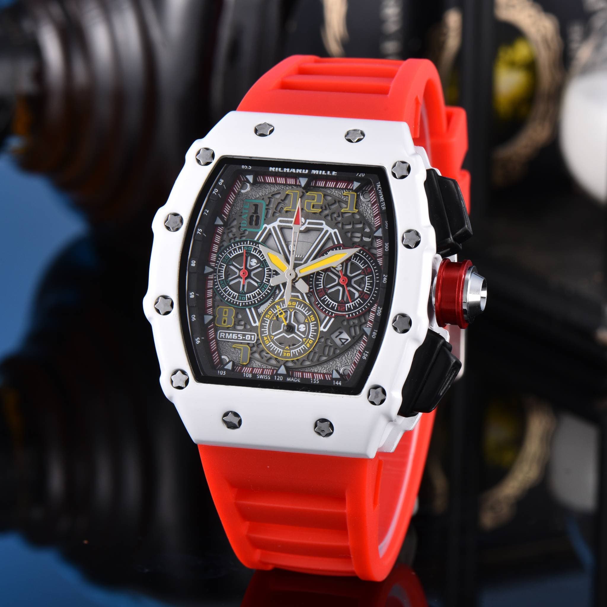 Montre homme de luxe à quartz avec calendrier, design creux AAA, 6 broches, multifonctionnelle, idéale pour les affaires. Cadeau d'anniversaire.