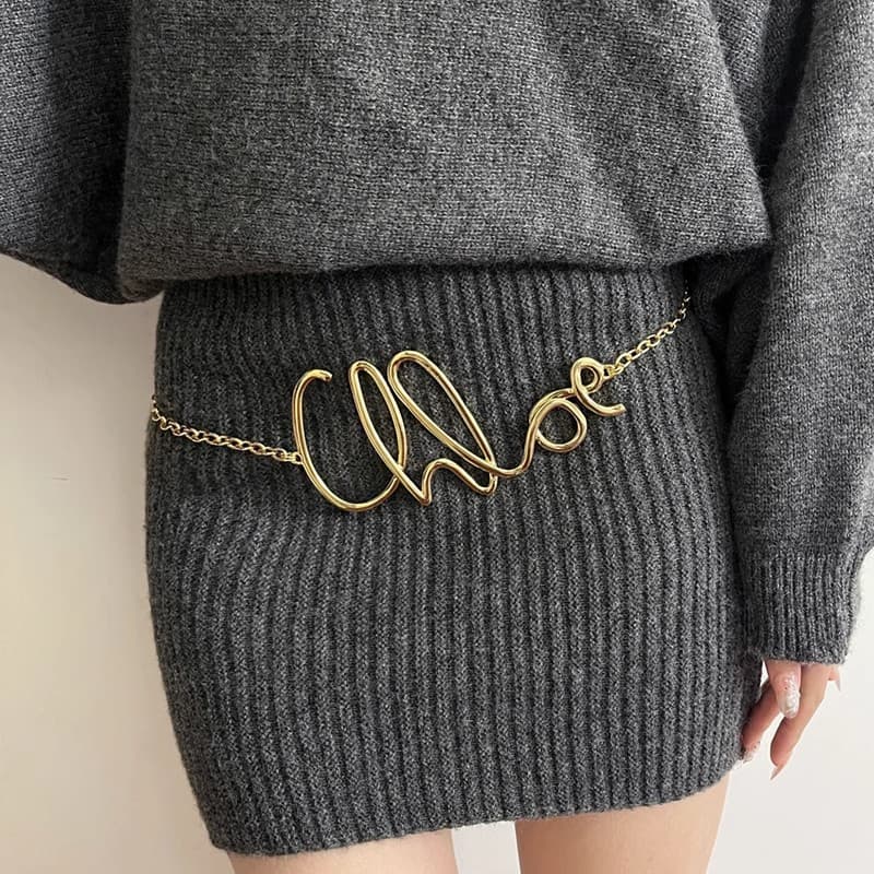 2025 New Retro Gold Letter Waist For Women. Autumn Winter