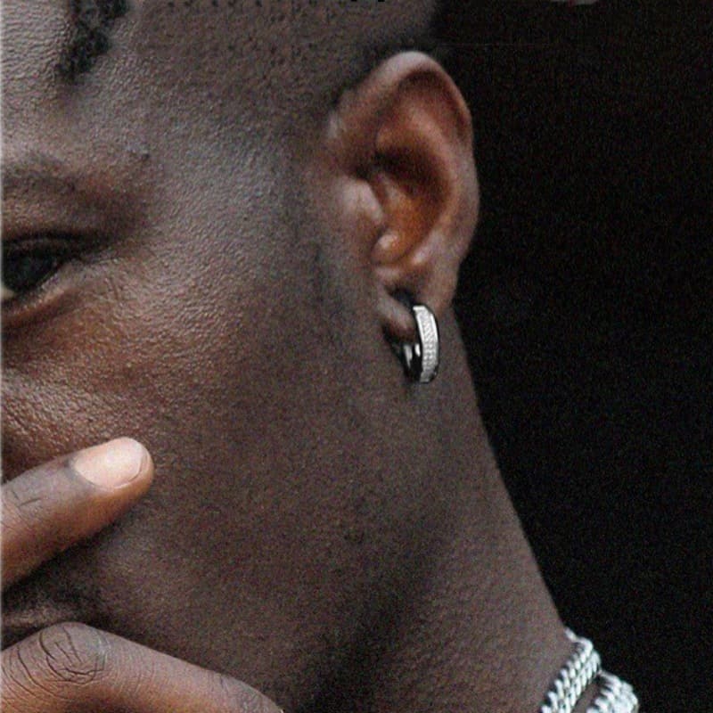 S925 Silver-Plated Hip Hop Earrings With CZ Stones, Unisex Fashion Hoop Earrings For Men & Women, Trendy Statement Jewelry