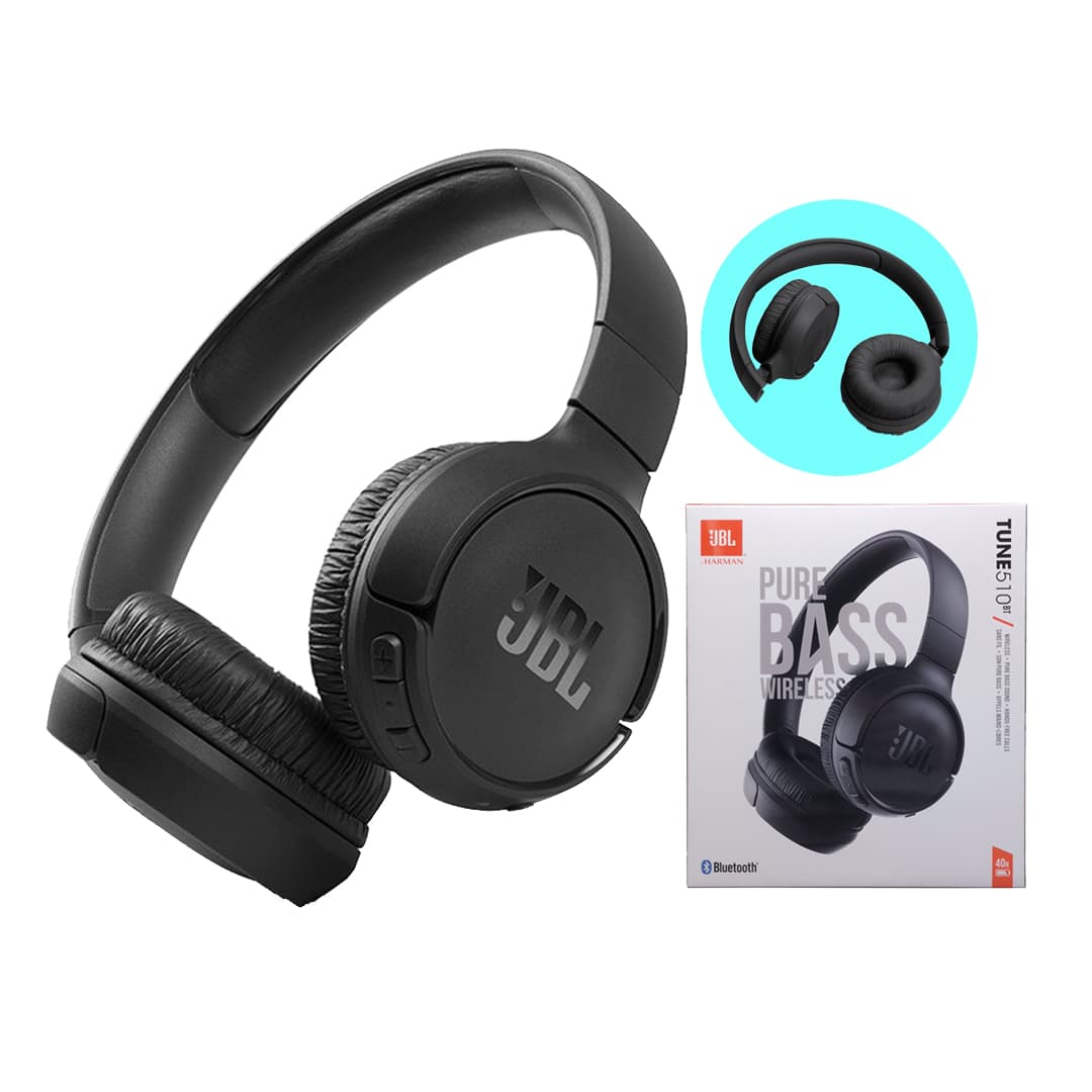 JBL TUNE 510BT Wireless Over-Ear Bluetooth Headphones Pure Bass Sound Lightweight Folding Design Multi-Point Connect 40H Battery