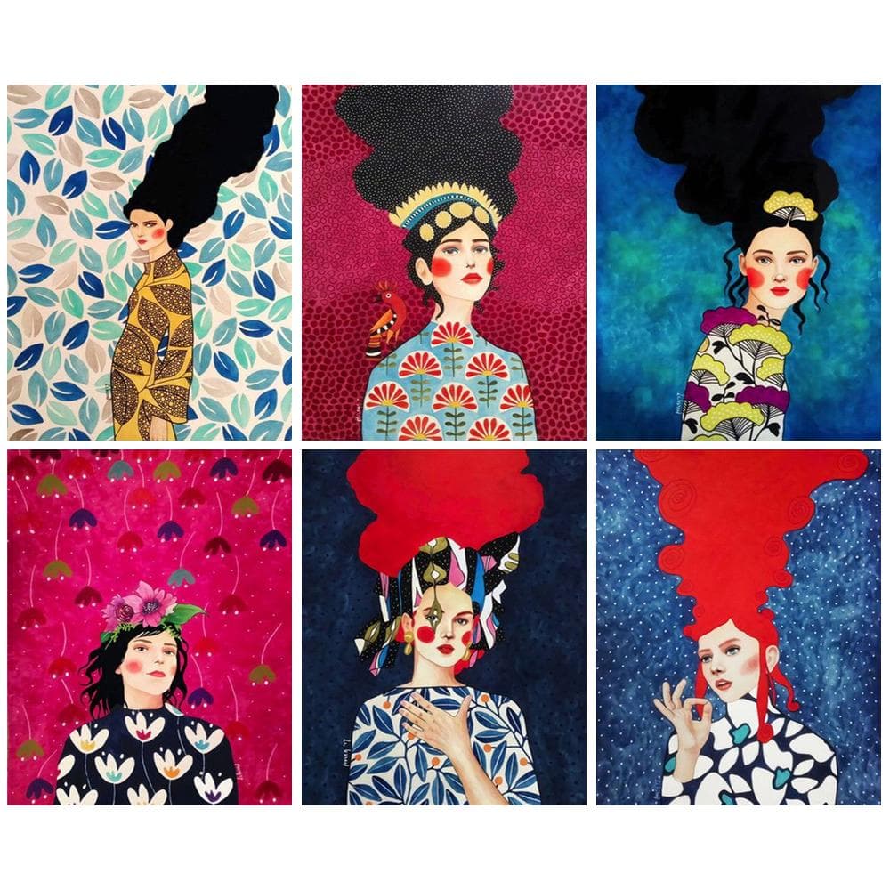 PhotoCustom 40×50CM Paint By Numbers Hand Painting Picture Drawing Girl Illustration Digital Portrait For Kid Unique Gift