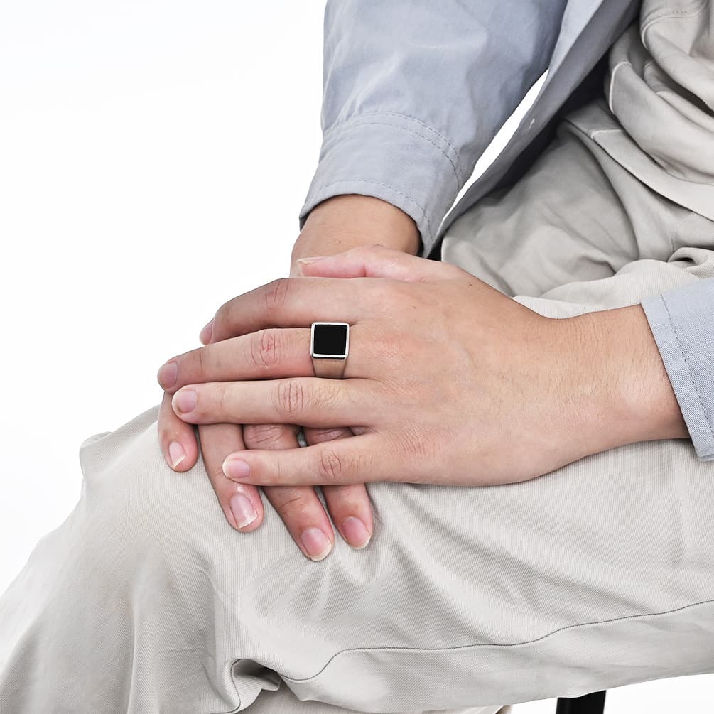 Simple geometric seal titanium steel ring ring men's cold style high end temperament personality jewelry