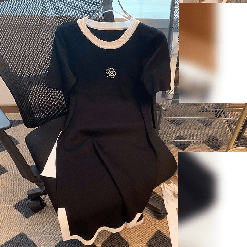 Women's Summer New Style Jacquard High-end Black Side Slit Dress Wholesale