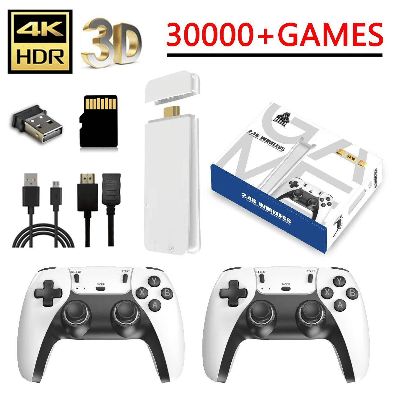 M15 Retro Game Console With 64GB Built-in Classics, Dual Wireless Controllers, 4K HDMI Output, Plug-and-Play Arcade Gaming For TV & PC