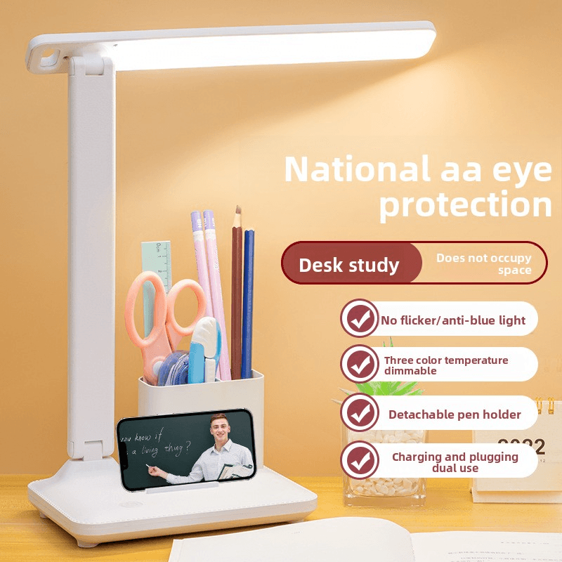 Adjustable LED Desk Lamp With Touch Control – Foldable Eye-Care Study Light (3 Color Modes, USB Rechargeable, 360° Rotation, CE Certified)​