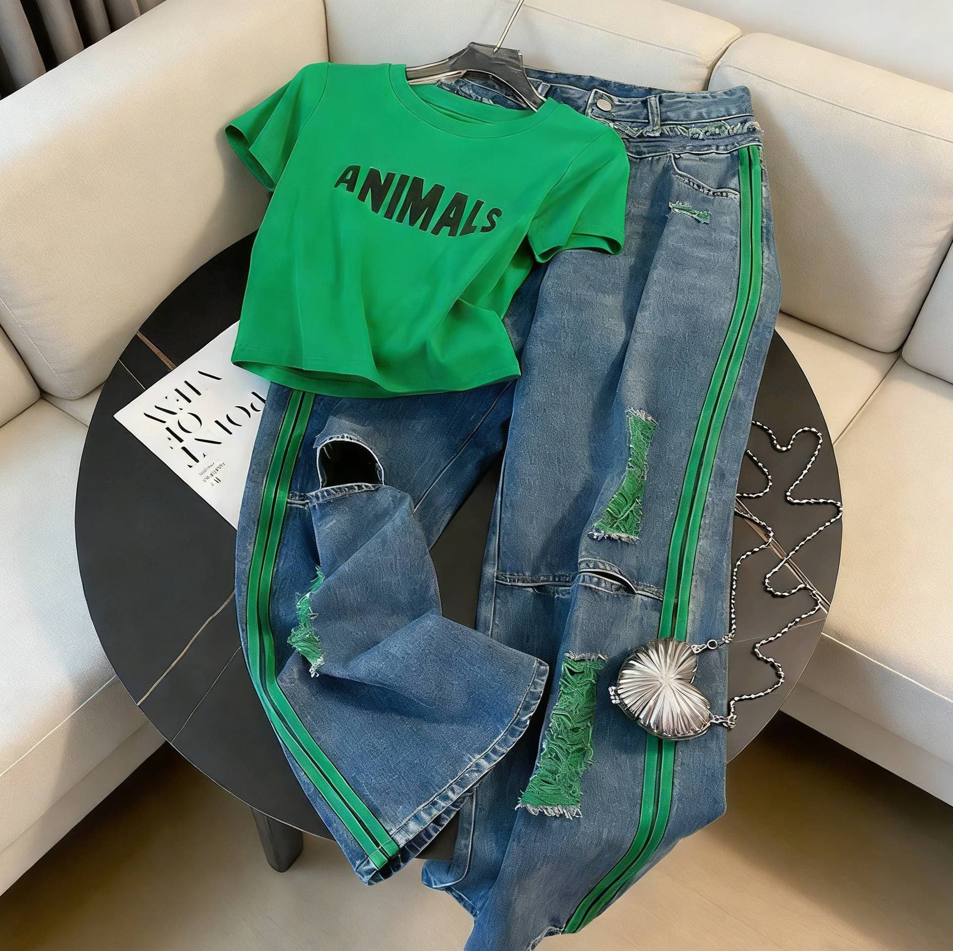 Women's T-shirt And Jeans Two-piece Set 2026